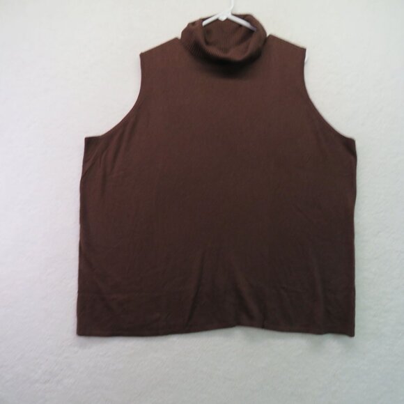 Jessica London Sweater Womens Size 26/28 Sleeveless Turtleneck Brown Knit New - Picture 1 of 10
